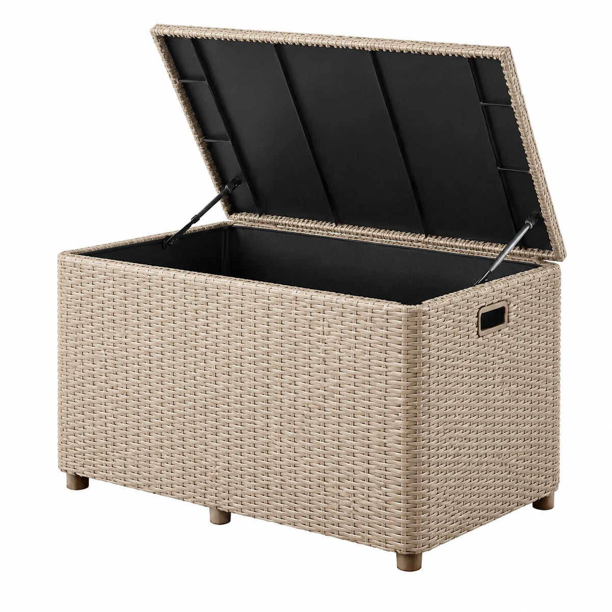 Auflagenbox 120 x 60 x 60 cm Polyrattan Beige mit Gasdruckfedern – quarmeko